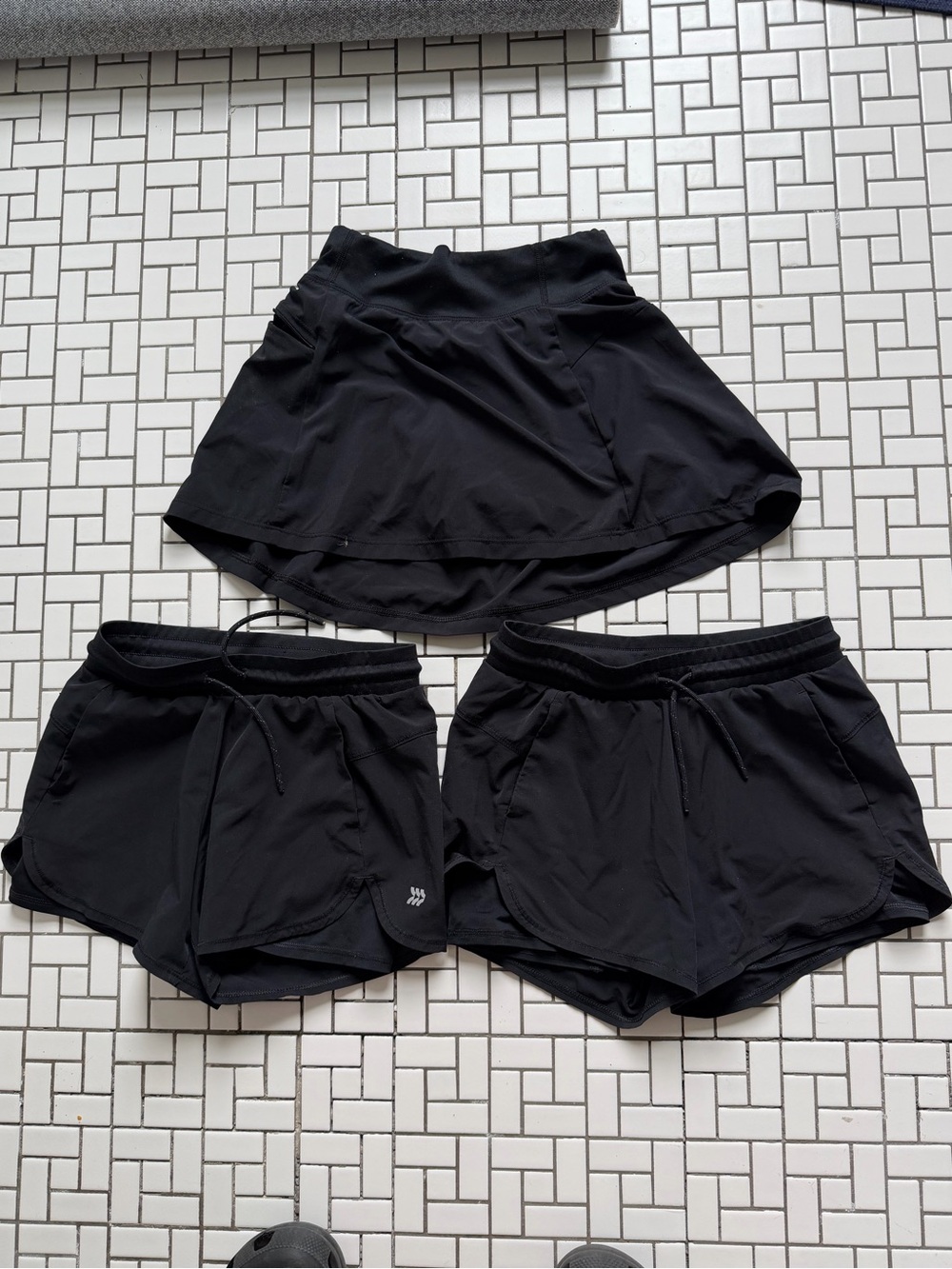 all in motion Black Active Skort and Black Shorts Set